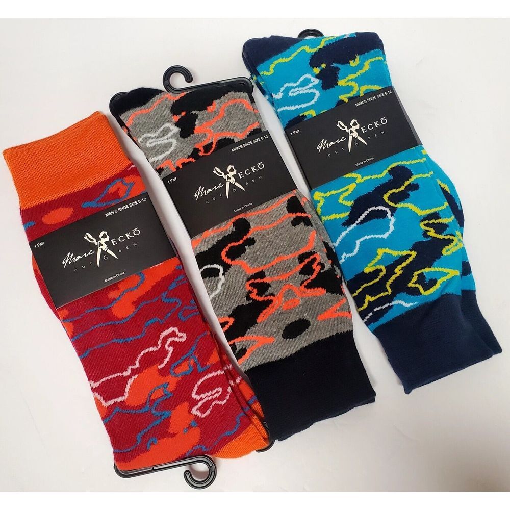 Marc Ecko Socks Trio NWT SZ 6-12 Fun Golfing Greens or Ocean Reefs Grey/Teal/Red